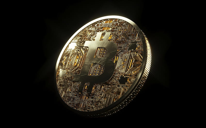 bitcoin, koin emas besar, tanda bitcoin, kripto, Tanda Uang Wallpaper HD