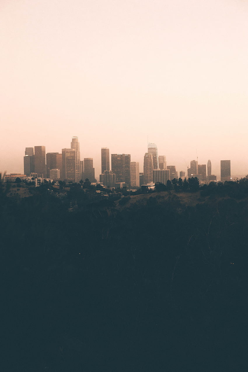 Cities, Usa, City, Fog, Evening, United States, Panorama, Los Angeles HD phone wallpaper
