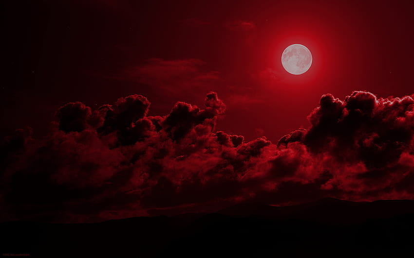 Malam bulan merah, Langit Malam Bulan Merah Wallpaper HD