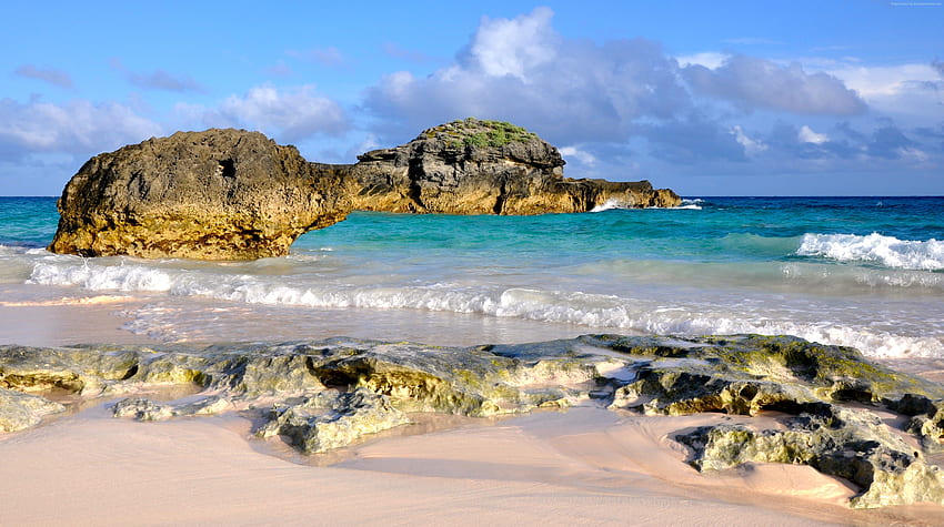 Pantai Teluk Horseshoe di Bermuda Ultra dan Latar Belakang Wallpaper HD