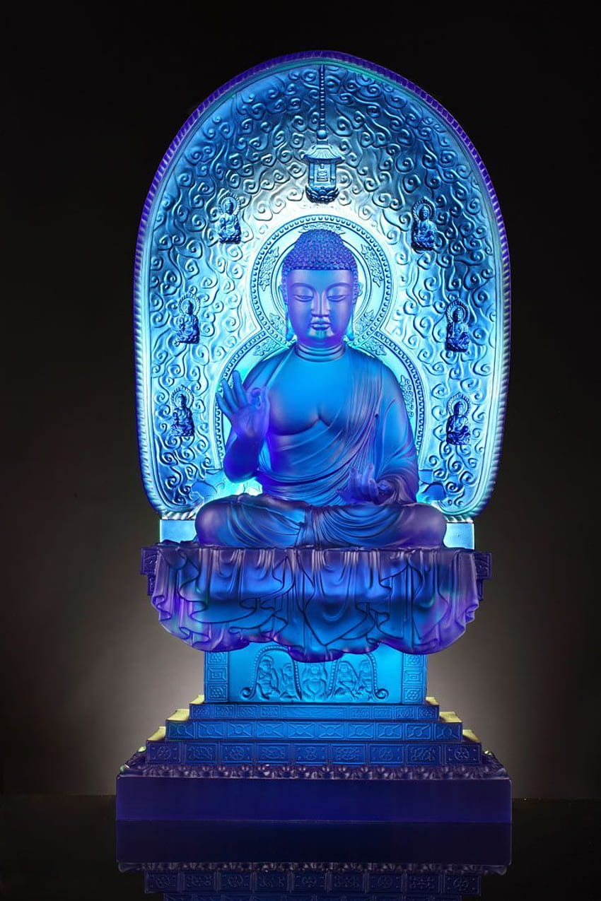 Pin e Esculturas de Buda de Cristal - Arte em Vidro Colecionável, Buda Azul Papel de parede de celular HD