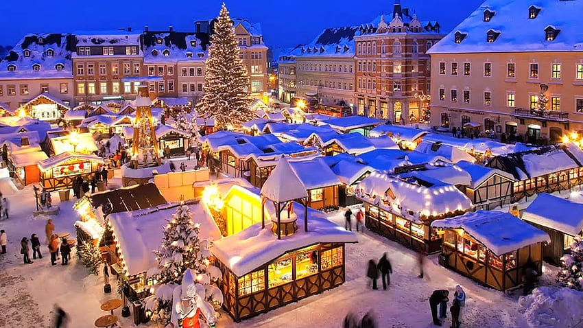 Mercado de Natal de inverno, Bélgica Natal papel de parede HD