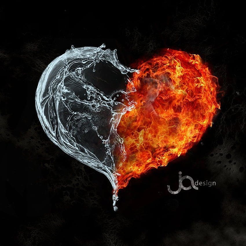 My next tattoo, memories of Vegas, myself and love. water and fire, Fire and Ice Heart HD phone wallpaper
