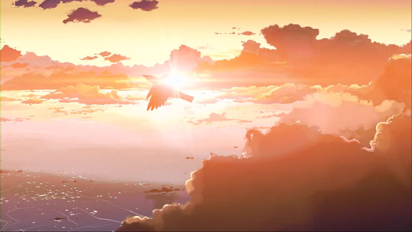 Anime Orange Sky, Orange Scenery HD wallpaper