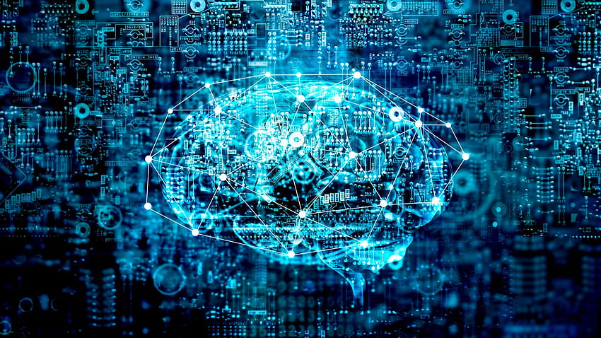Cerebro digital de inteligencia artificial. t, tecnología cerebral fondo de pantalla