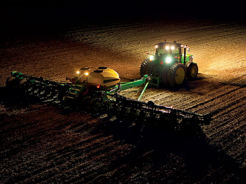 John Deere-Traktor bei Nacht, alter John Deere HD-Hintergrundbild