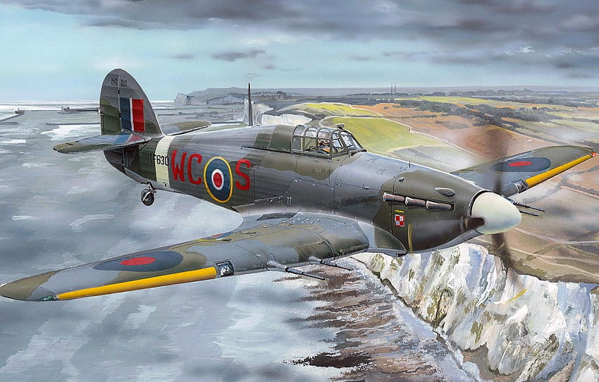 ฟิกเกอร์, ศิลปะ, British Single Seat Fighter, Intruder, Hawker Hurricane Mk.IIc For , Section авиация วอลล์เปเปอร์ HD