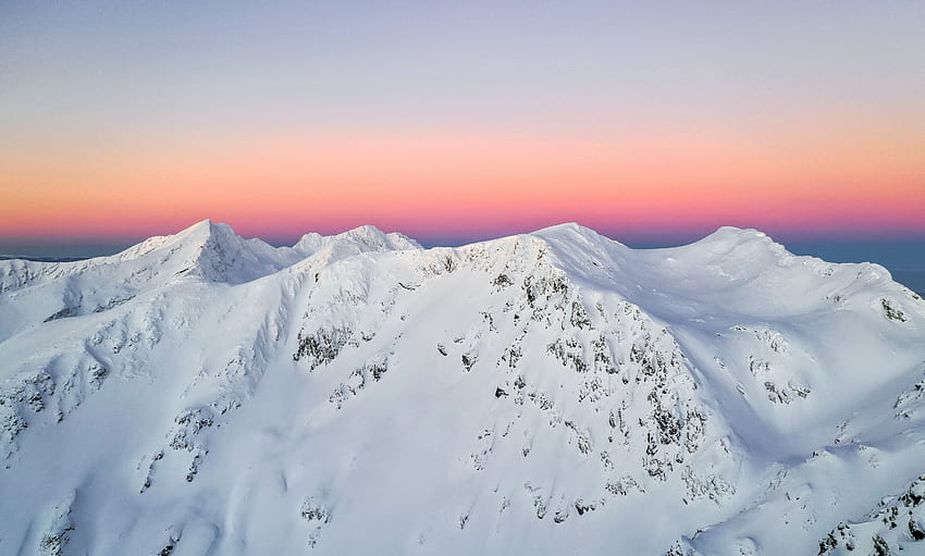 山頂、雪層、自然 高画質の壁紙
