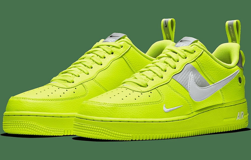 Utility, Volt/ White- Black- Wolf Grey, Nike Air Force 1 '07 Lv8 for , section спорт, Black Air Force 高画質の壁紙