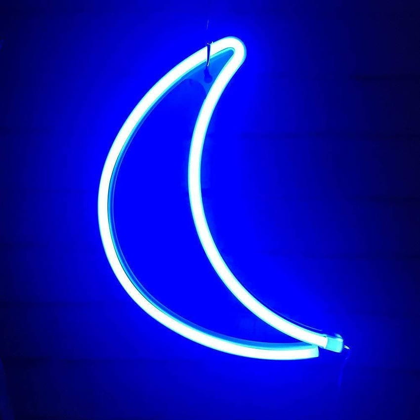 Blue Neon Moon. Blue neon lights, Blue iphone, Neon HD phone wallpaper