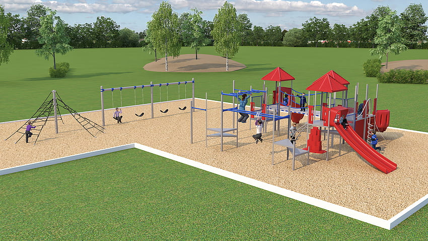 Consultor JMSD - Representación arquitectónica en 3D para el área de juegos del parque escolar con equipo fondo de pantalla