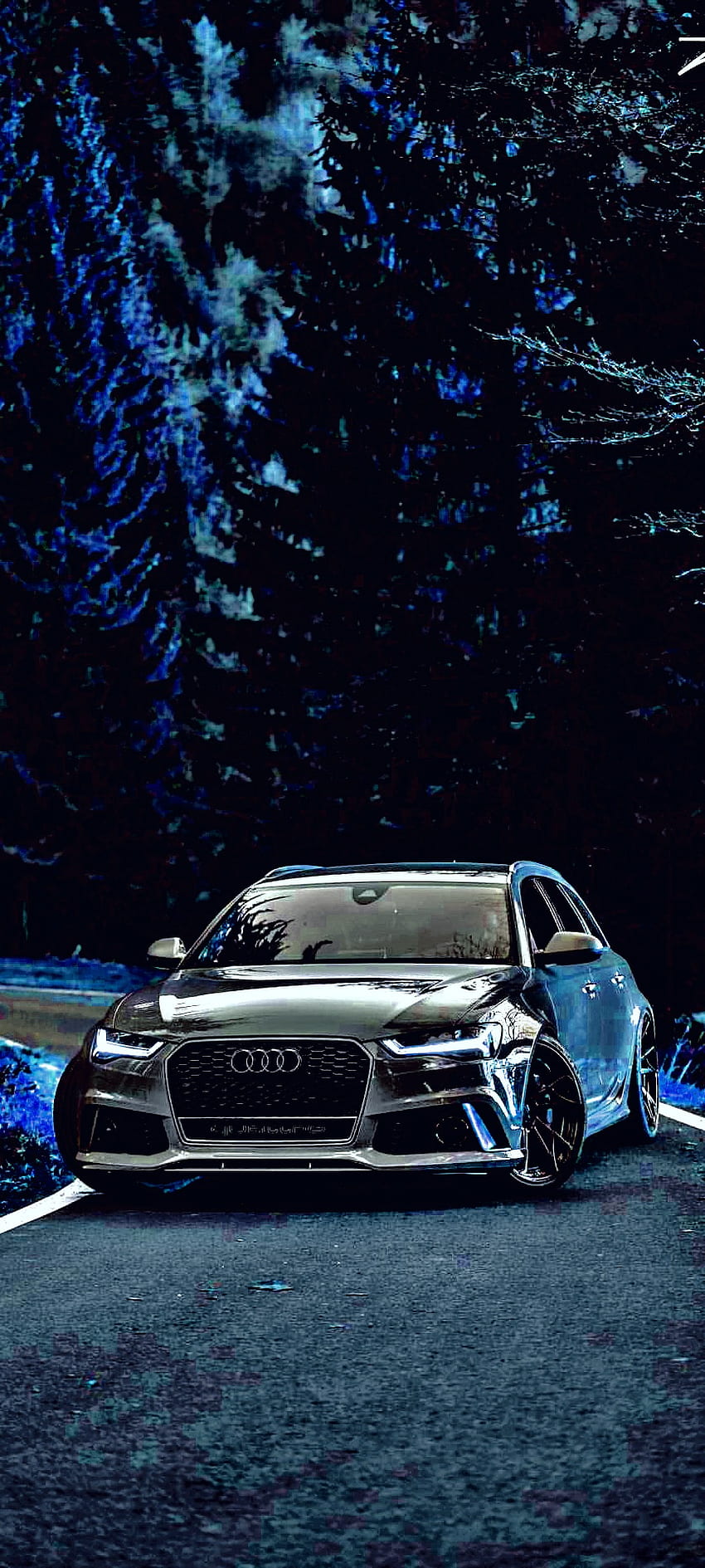 Audi RS6, iluminación automotriz, azul fondo de pantalla del teléfono