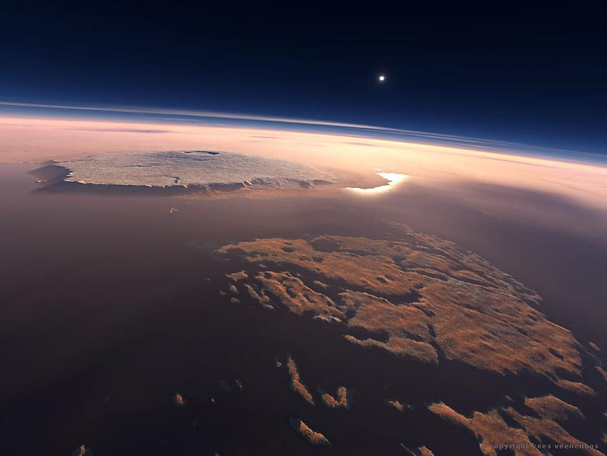 너희 아이들과 너희의 귀여운 지구 산맥, 여기 화성의 올림푸스 산이 있다 HD 월페이퍼