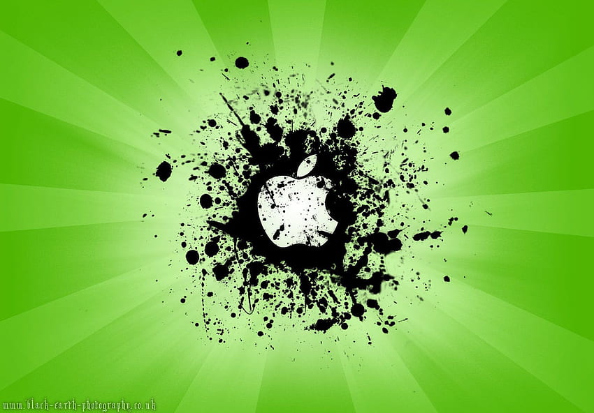 A Green Apple Splat By Black Earth Art HD wallpaper