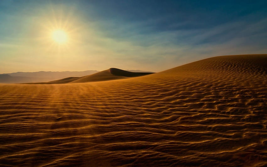 Sunrise Desert Dunes Scene HD wallpaper