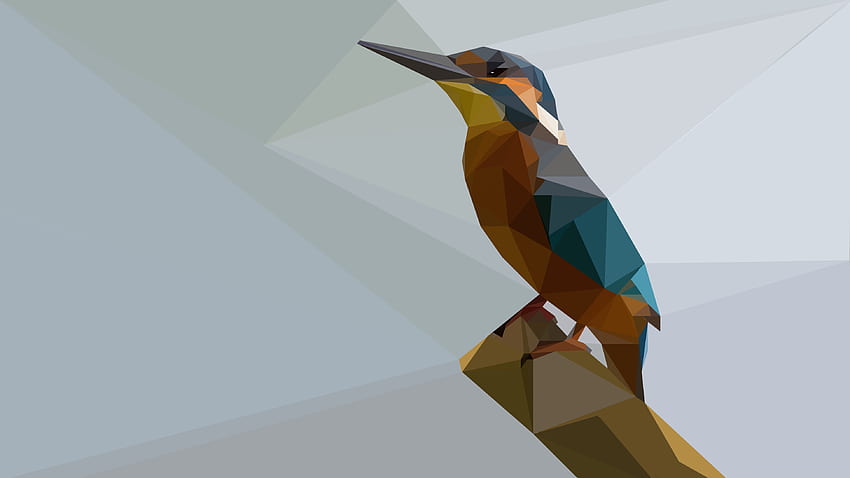 Kingfisher Low Poly Ultra . Background, Minimalist Bird HD wallpaper
