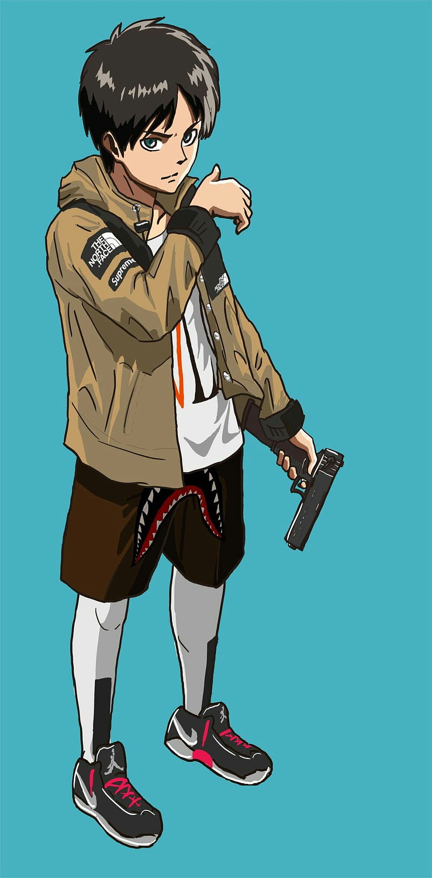 Shingeki no Kyojin Eren x TNF. Anime, Cartoon art, Character art, Anime Hypebeast HD phone wallpaper