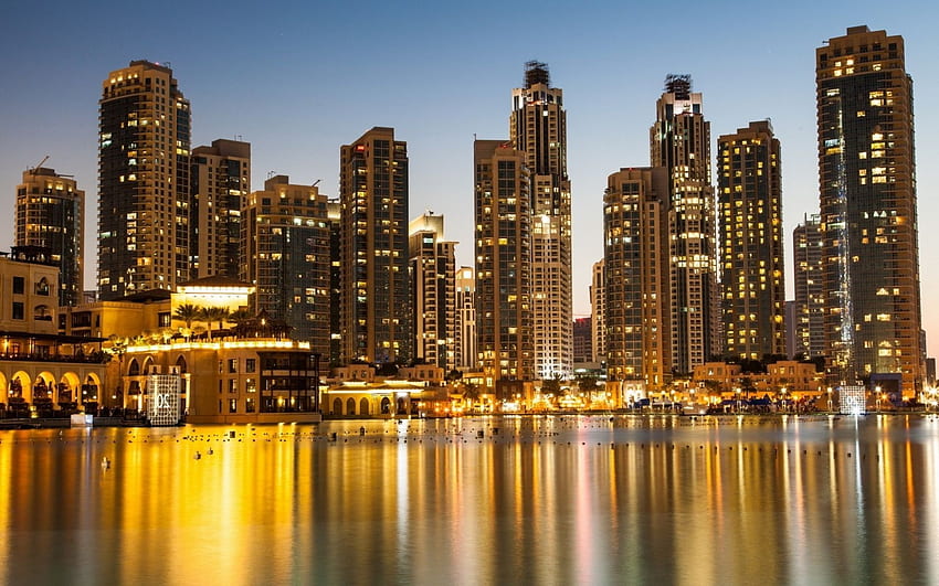 Dubai altın yansımaları Birleşik Arap Emirlikleri mimarisi, Dubai Binaları HD duvar kağıdı