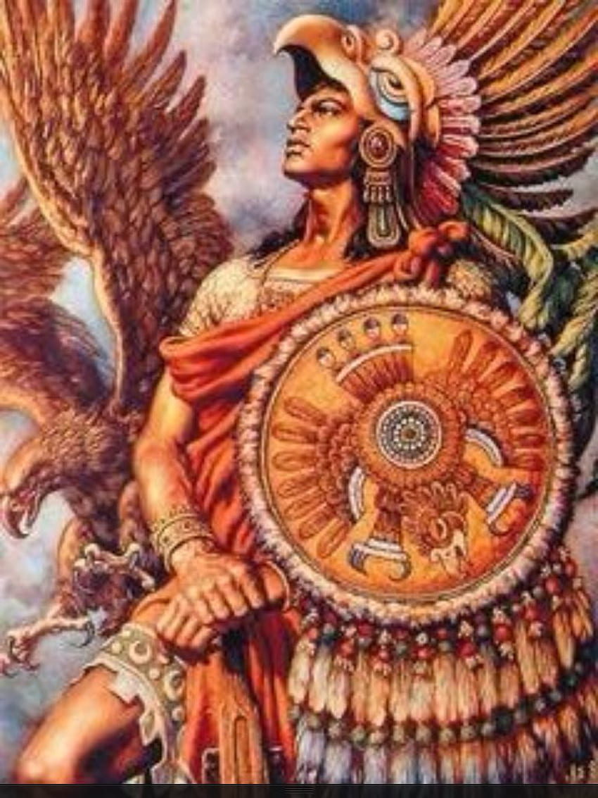 クアウテモックはアステカ帝国の最後の皇帝であり、君臨し、アステカの戦士でした HD電話の壁紙