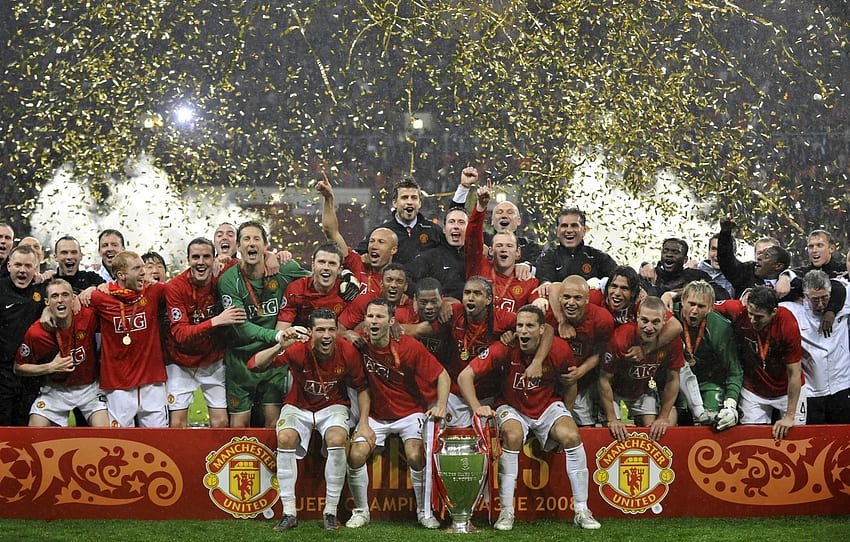 Manchester United, stary trafford, czerwony diabeł, mistrzowie ligi dla , sekcja спорт, Manchester United 2008 Tapeta HD