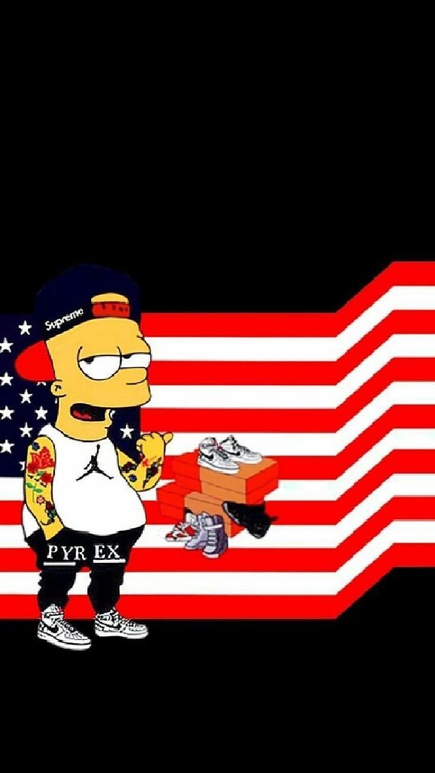 Download Supreme Skateboard Bart Simpson Wallpaper