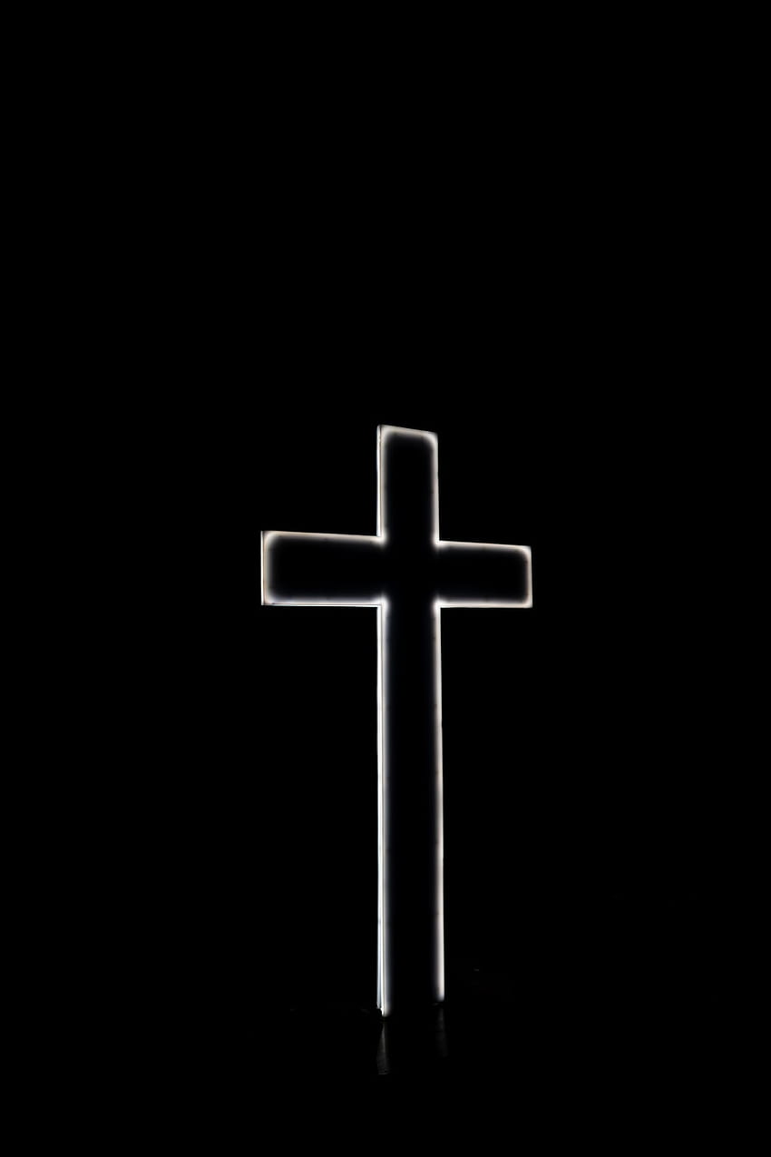 검정색 배경의 흰색 십자가 – Cross, Black Christian HD 전화 배경 화면