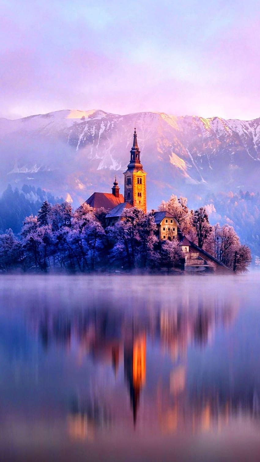 Lake Monastery Fortress Winter IPhone 6 . IPhone , IPad One Stop . Lake Bled, Lake Bled Slovenia, Lake Landscape, Ancient Europe HD phone wallpaper