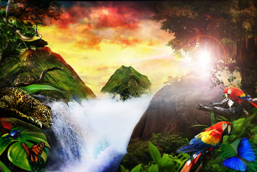 ✰Best of the World✰, snake, rays, birds, plants, colors, shines, spring, butterflies, fantastic, animals, trees, tigers, mountains, sweet, magnificent, summer, leaves, pretty, light, world, best, nature, lovely, colorful, cute, parrots, butterfly, water, stock , resources, beautiful, premade BG, insects, seasons, backgrounds, leopard, love, waterfall, flowers, splendor HD wallpaper