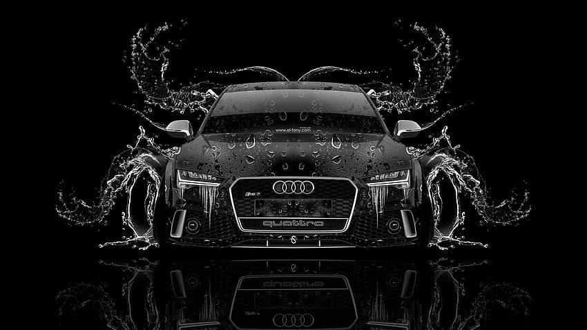 Audi RS7 Front Water Car 2014, Audi Preto e Branco papel de parede HD