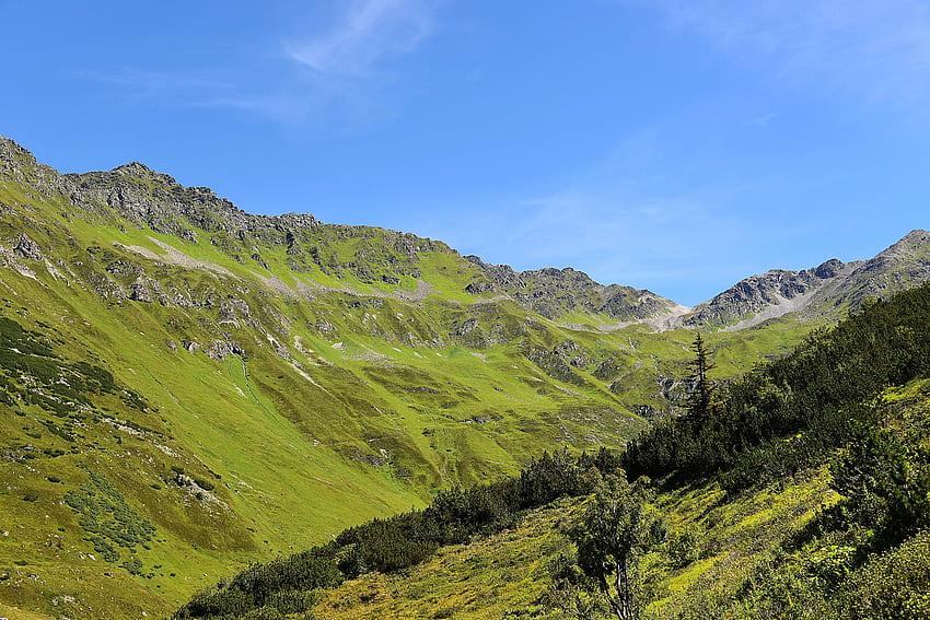 Natura, Erba, Montagne, Panorama, Tirolo Sfondo HD