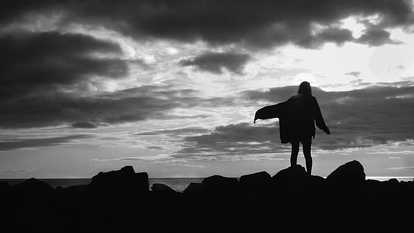 Sky, Dark, Girl, Loneliness, Mood, Gesture, To Stand, Stand HD wallpaper
