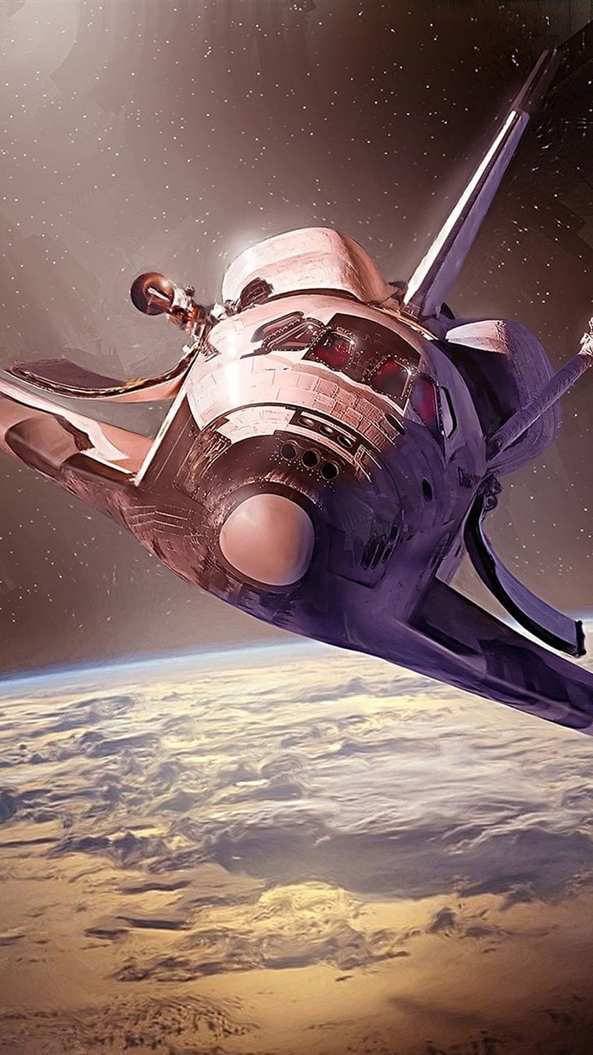 Nave espacial, Tierra, Descubrimiento, Espacio IPhone 8 7 6 6S, , Transbordador espacial fondo de pantalla del teléfono