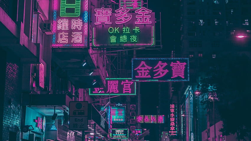 Hong Kong, Urban, Night, Shop Signs, Neon, Neon Lights HD wallpaper