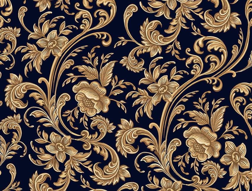 Design-Inspiration: Nahtloses Muster eines dekorativen goldenen Blumenmusters, Shutterstock HD-Hintergrundbild