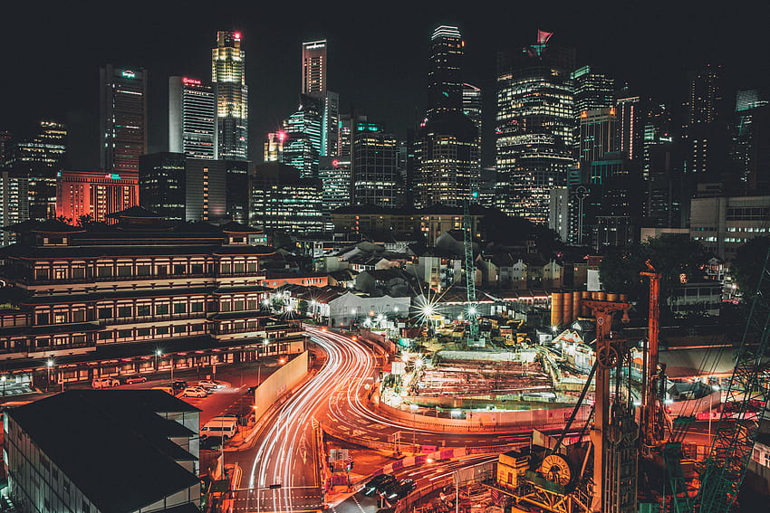 Ciudades, Noche, Rascacielos, Megalópolis, Megalópolis, Singapur fondo de pantalla
