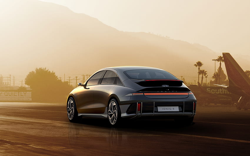 2023, Hyundai Ioniq 6, Rückansicht, Exterieur, Elektroautos, neuer schwarzer Ioniq 6, koreanische Autos, Hyundai HD-Hintergrundbild