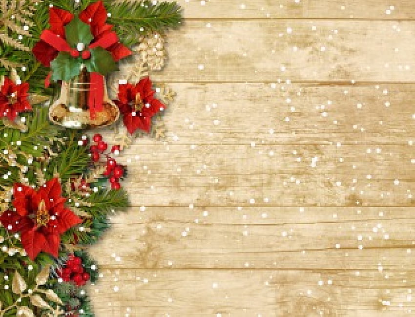 Christmas, decoration, wood, flowers, fir, tree HD wallpaper