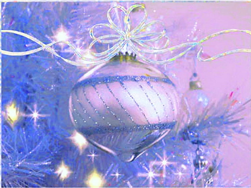Pastel holidays, blue, pink, christmas, ball, silver, pastels HD wallpaper
