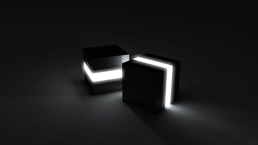 Cúbico Y Negro. Cubo de luz, Neón, claro, White Cube fondo de pantalla
