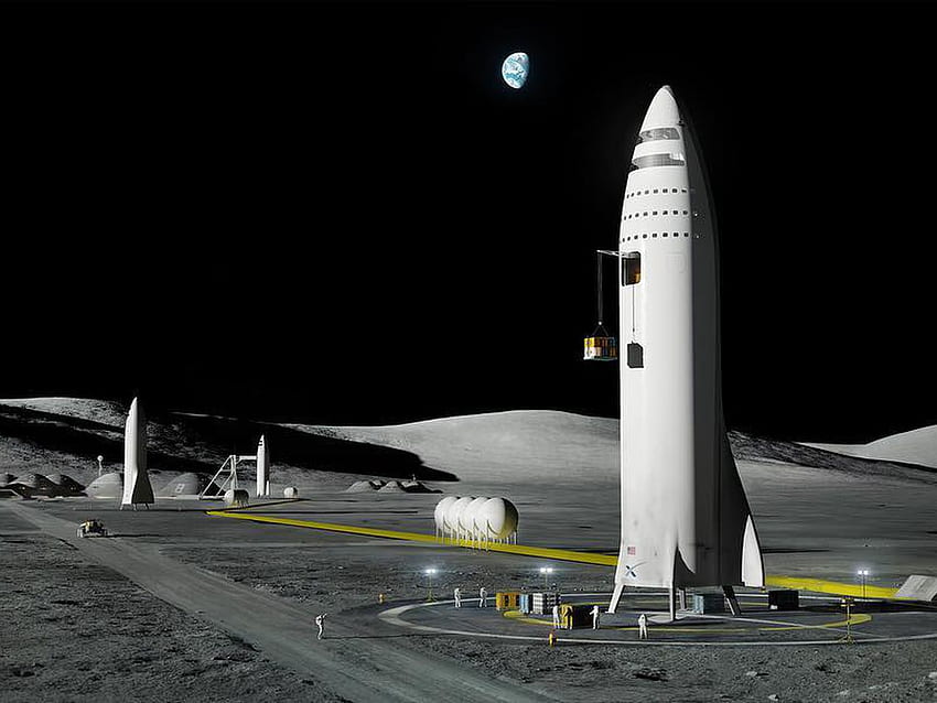 Elon Musk sugere uma base lunar da SpaceX e uma cidade marciana, a colonização espacial papel de parede HD