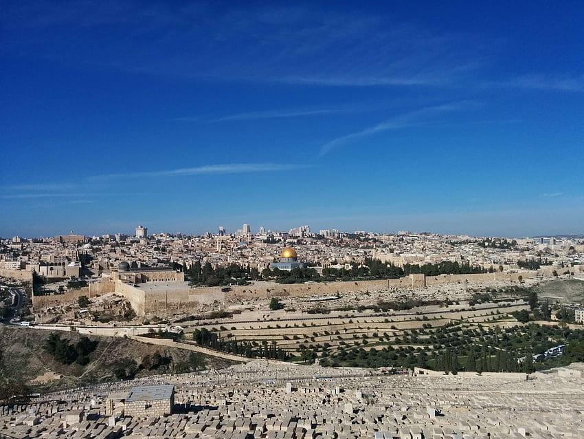 jerusalén, la cúpula de la roca, la explanada del templo, el monte de los olivos fondo de pantalla