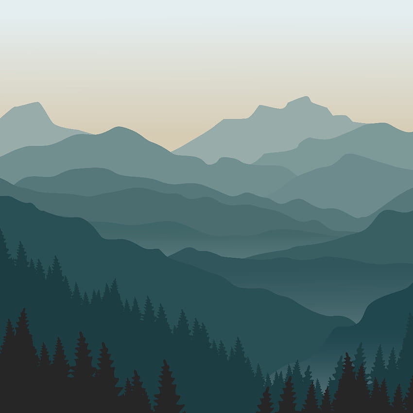 Misty Mountain Foggy Mountain Silhouette - Art mural silhouette de montagne - & fond, montagne géométrique Fond d'écran de téléphone HD
