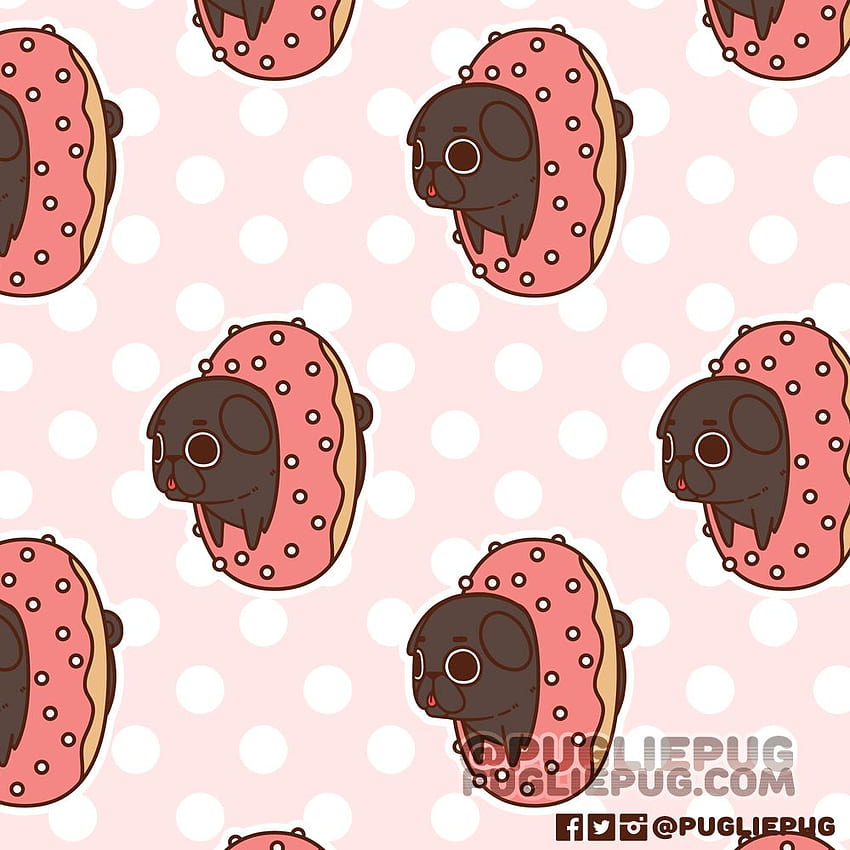 Puglie Pug. Cute cartoon , Pusheen cute, Cute pugs, Donut Pug HD phone wallpaper