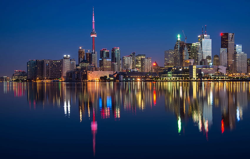 CN Tower и Polson Street Pier, Торонто, Канада Ultra. Заден план HD тапет