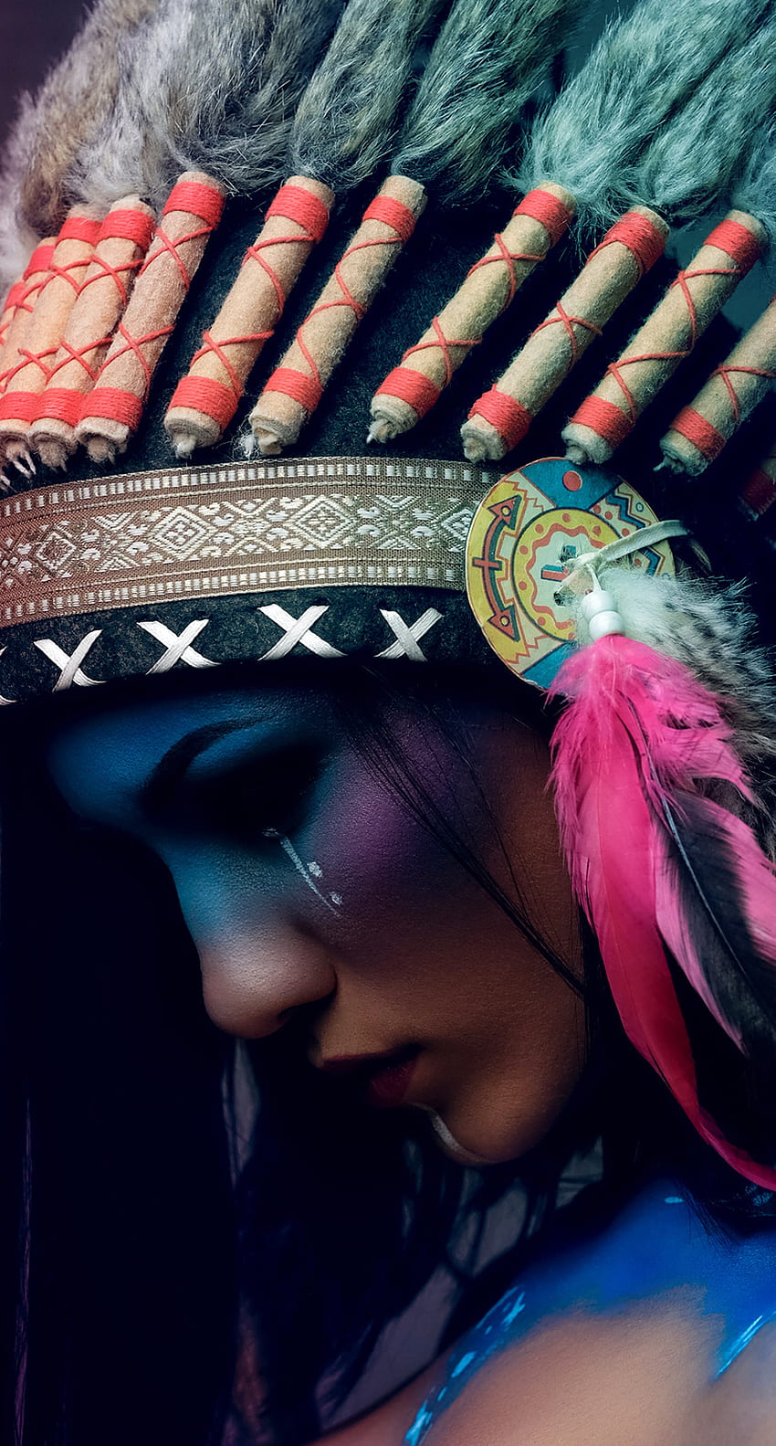 Bng Pit Pit w tle i. Rdzenni Amerykanie, indyjska dziewczyna, indiańskie dziewczyny Tapeta na telefon HD