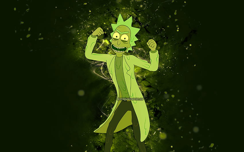Toxic Rick, , grüne Neonlichter, Fortnite Battle Royale, Fortnite-Charaktere, Toxic Rick Skin, Fortnite, Toxic Rick Fortnite HD-Hintergrundbild