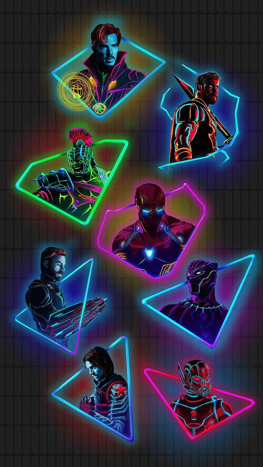 Neon Marvel edit (original art by Aniket Jatav), Neon Avengers HD phone wallpaper