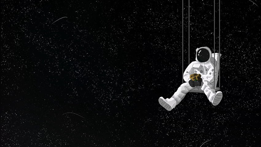 Astronaut, Schaukel, Blumenstrauß, Weltraum, Kunst HD-Hintergrundbild