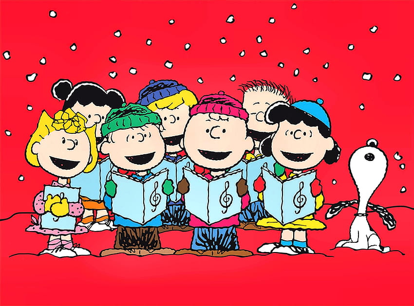Caroling ฤดูหนาว caroling การ์ตูน โอกาส วันหยุด ทัศนีย วาด หิมะ ธันวาคม ศิลปะ Schulz Charlie Brown สวย ประกอบ งานศิลปะ จอกว้าง คริสต์มาส Charles Schulz วอลล์เปเปอร์ HD
