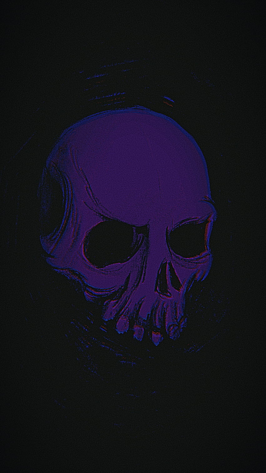 SK 23, glitch, blue, dark, grainy, purple, skull HD phone wallpaper